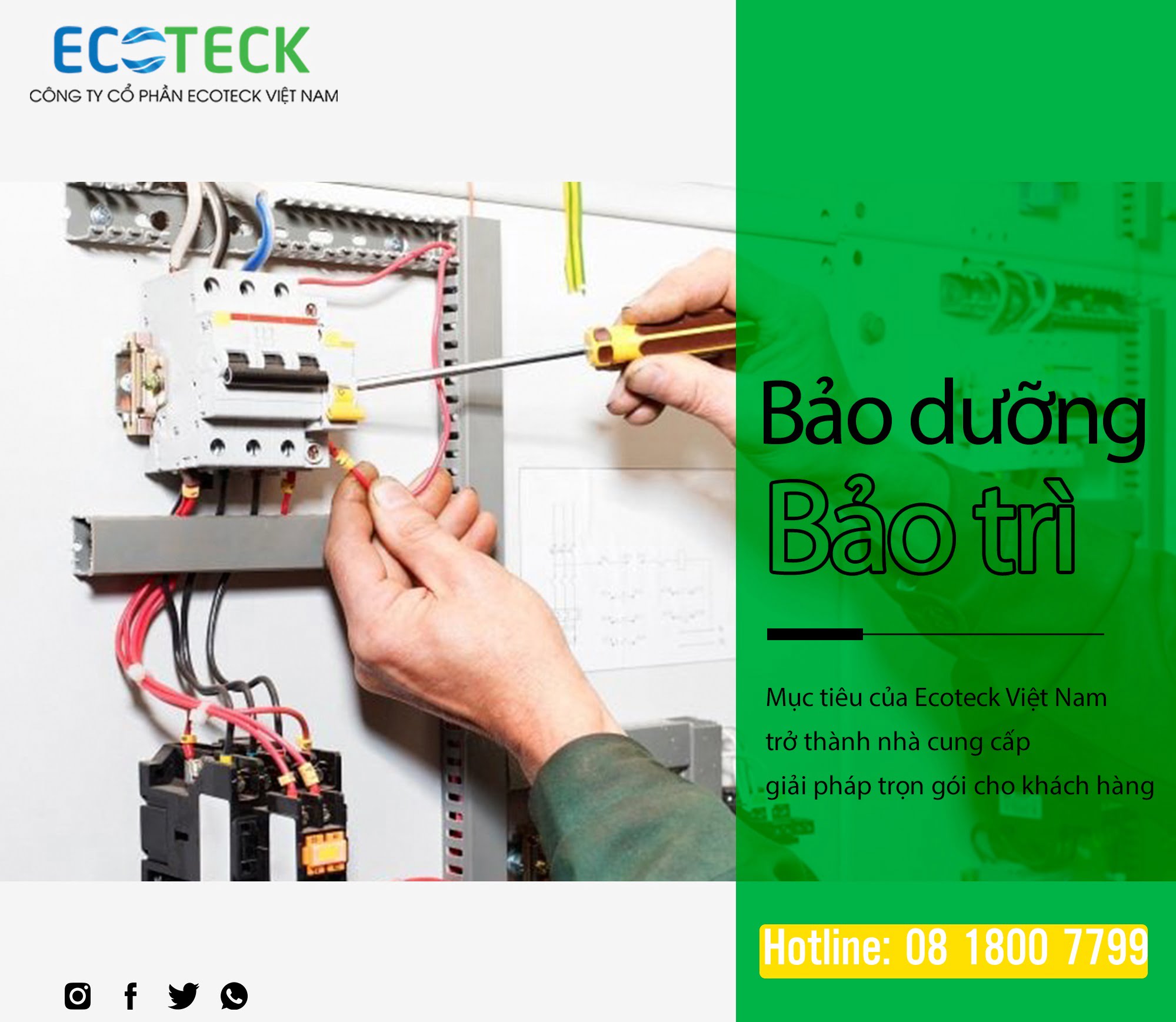 Ecoteck cung cấp dịch vụ bảo dưỡng và bảo trì trọn gói