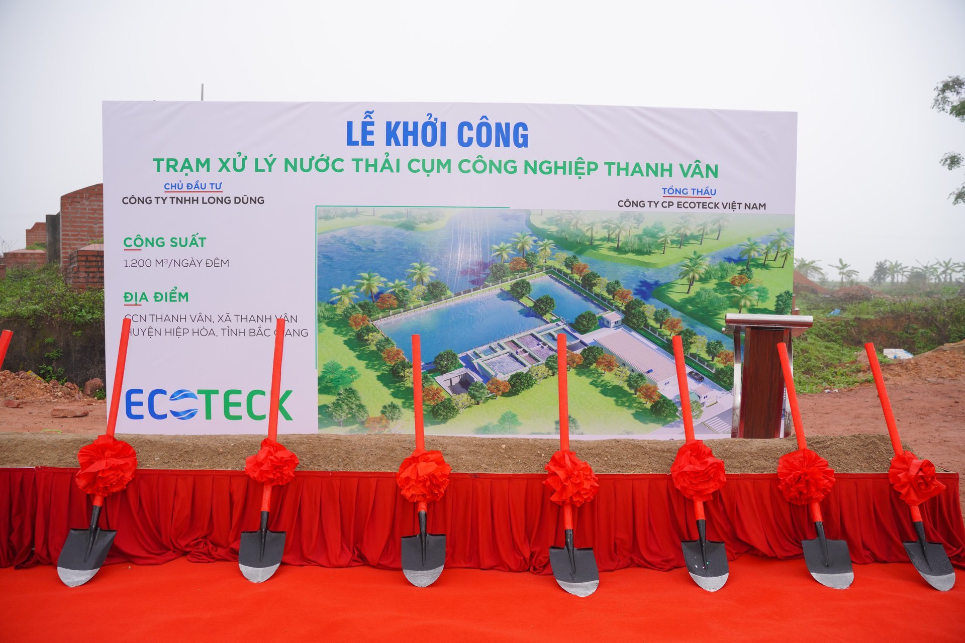 Khởi công dự án trạm xử lý nước thải cụm công nghiệp Thanh Vân công